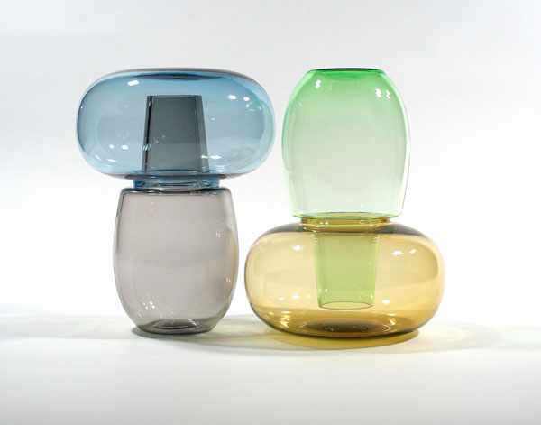 Cornelius Reer, Vasen/Dosen-Objekte, Farbglas, geblasen; (Copyright: Reer )